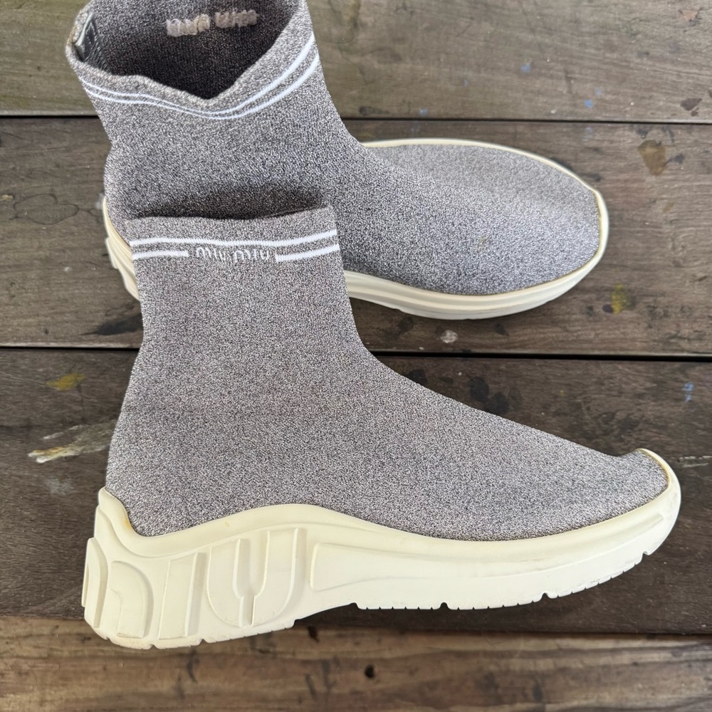 Miu Miu Textured Gray Boots - Picture 4 of 12